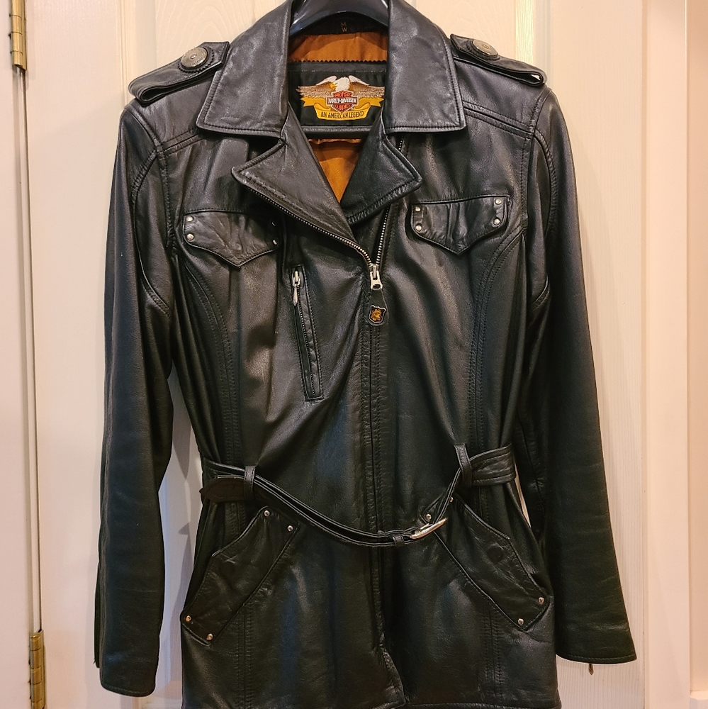 Harley-Davidson Black Leather Belted Jacket